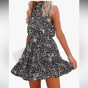Black & white halter dress / Animal Print